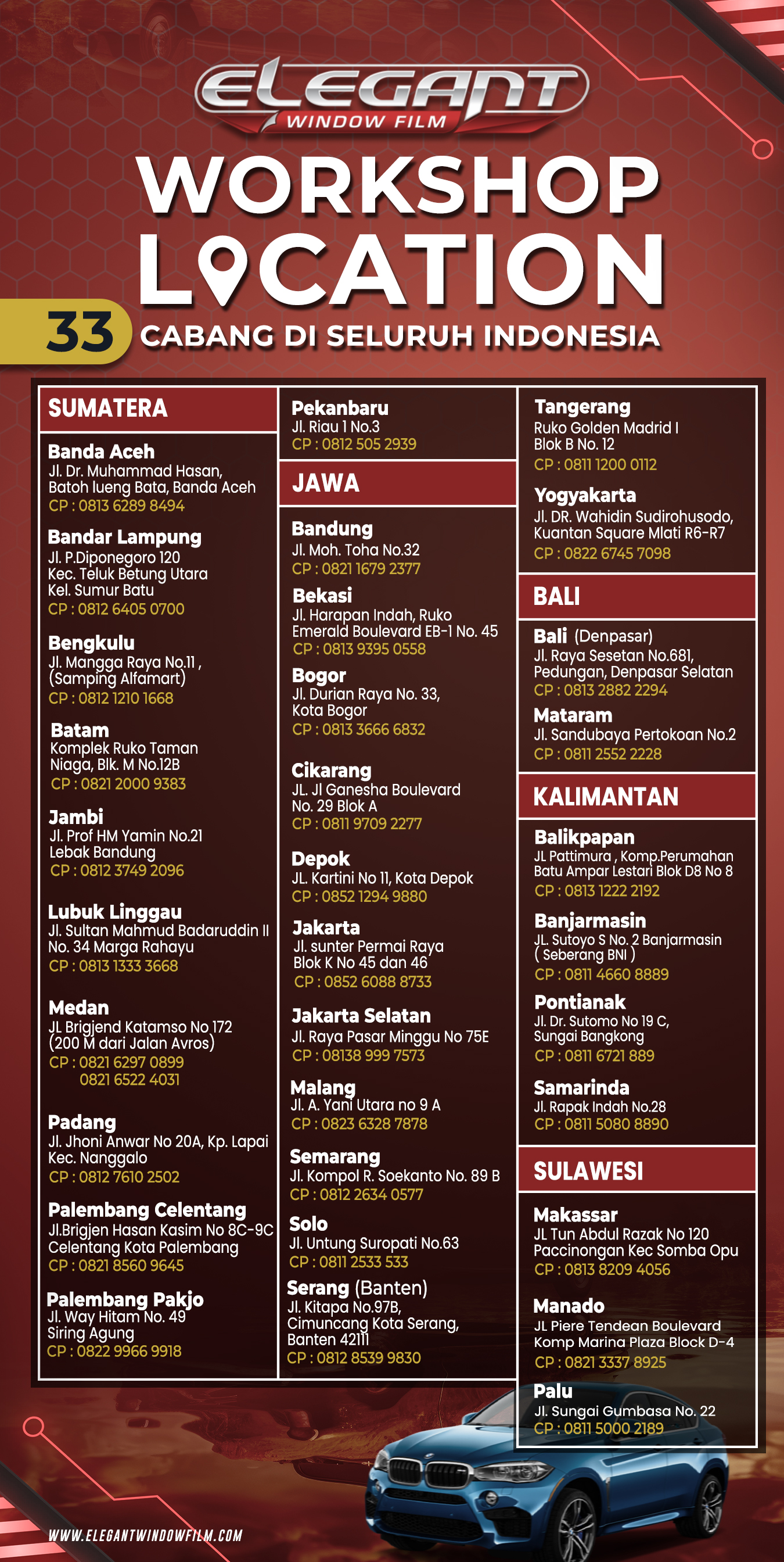 33 Cabang Elegant (Update 13 Mei)